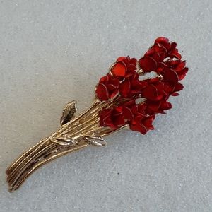 Vtg 1997 Signed DM Rose Bouquet Brooch